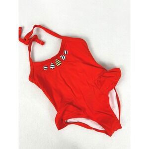 Gymboree Orange‎ One Piece Swimsuit Ruffle Trim Size 5